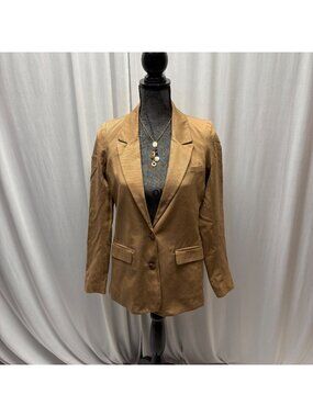 Abercrombie and Fitch Womens Blazer Size XS Tan Notch Collar Two Button NEW
